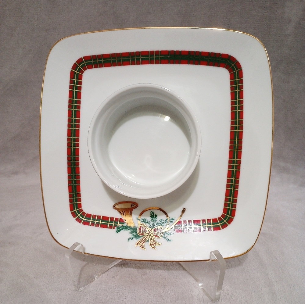 Vintage George's Briard The Hunt Chip Dip Platter Christmas Holiday